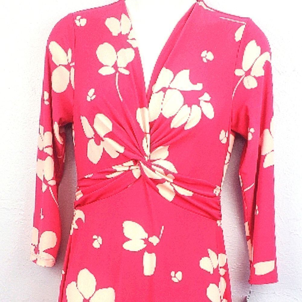 NINE WEST Hot Pink Floral Midi  Dress